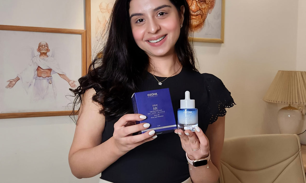 Sanchi Sehgal with Ozone Signature Serum ABC 